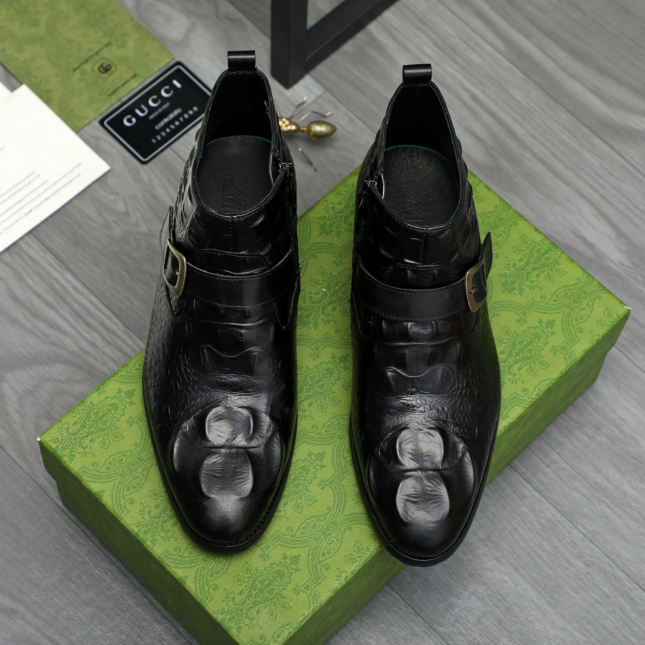 Men's shoes 💰p620 Product trademark: GUCCI "Gucci" high-top business leather shoes Regular size: 37-46 (37.46 is custom-made and non-returnable) Product materials: Selected crocodile pattern cowhide upper, pigskin lining, rubber outsole
